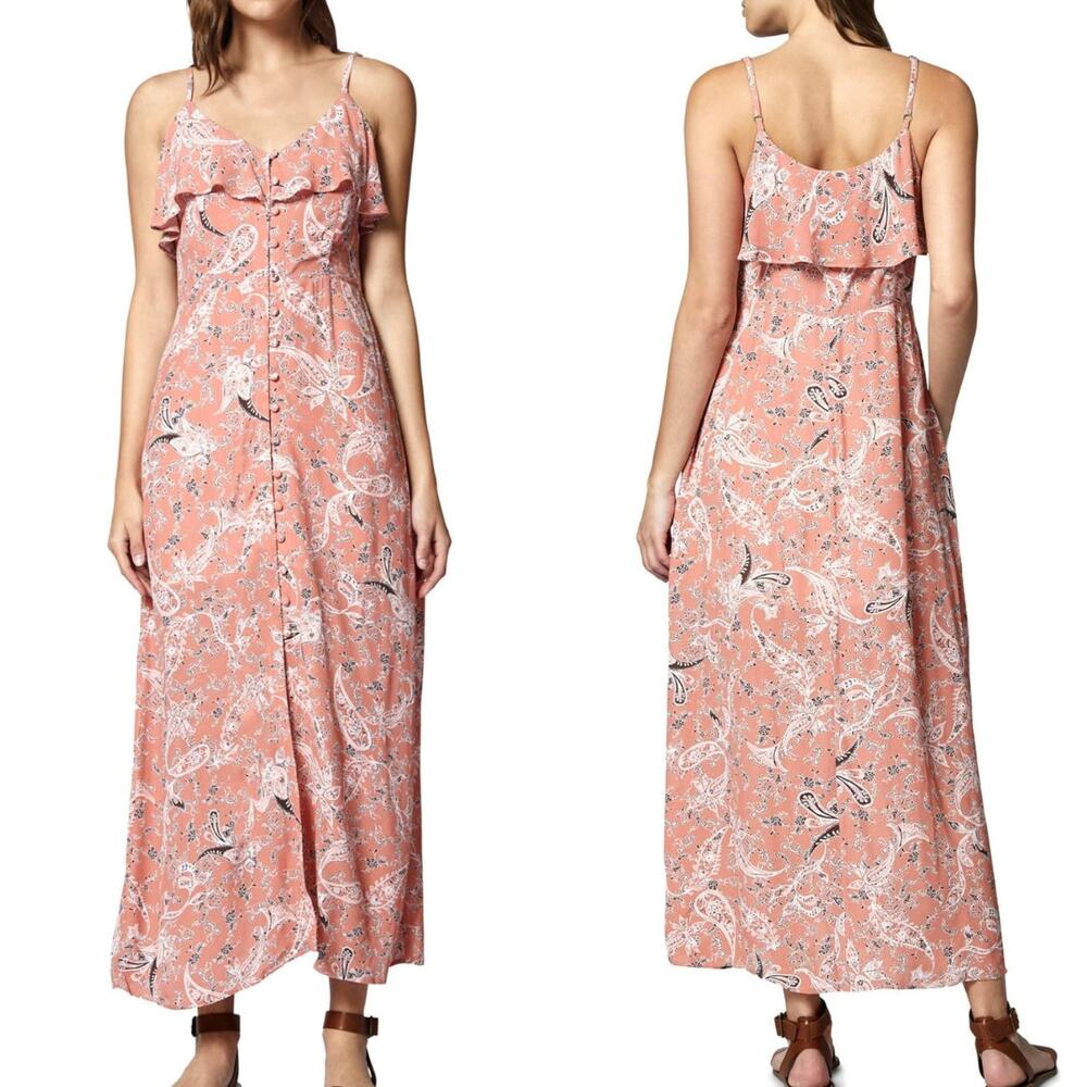 Sanctuary NWT Isabella Coral Flowy Floral Maxi Slip Dress